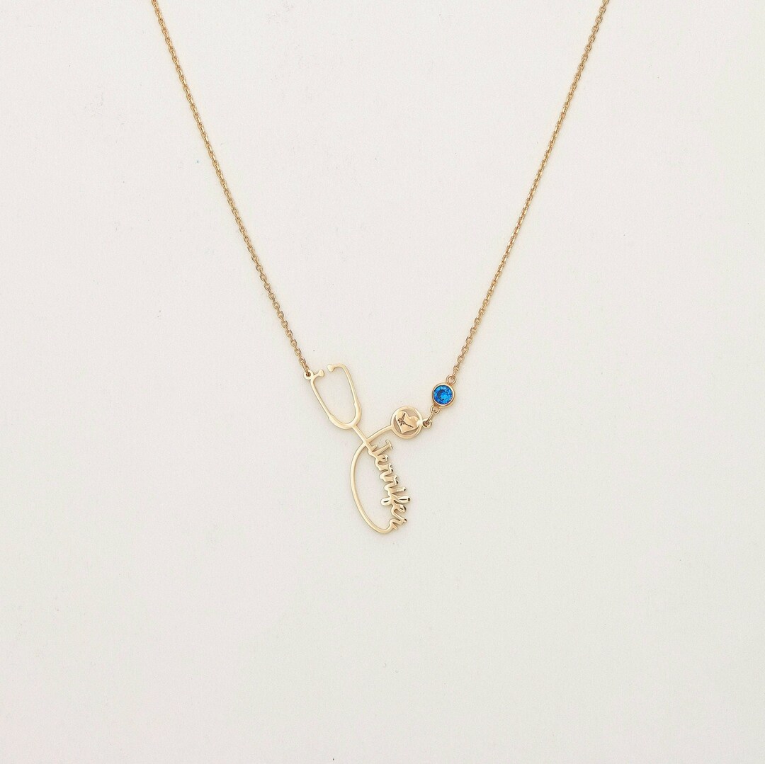 Custom Name Stethoscope Necklace Medical Student Gift Nurse Gift Doctor Gift |Dainty Name Necklace| Graduation Gift| Mother's Day Gift